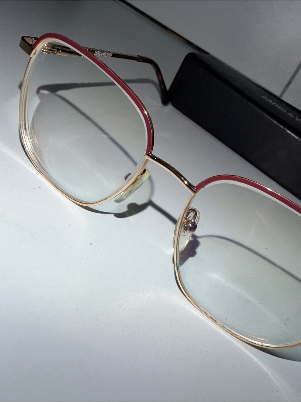 Authentic ZADIG &‎ VOLTAIRE Eyeglasses Burgundy Gold Tone